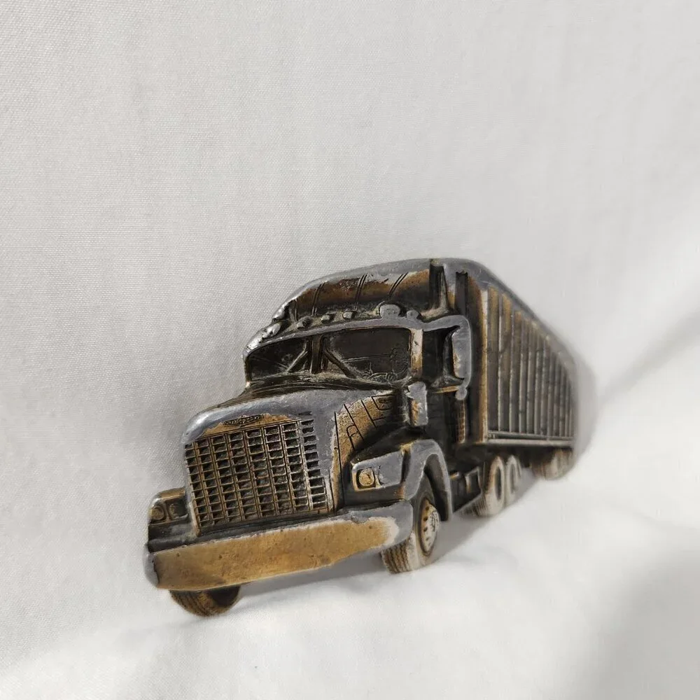 VTG The Great American Chicago Truck Brass Belt Buckle #240 Semi-Truck Trailer